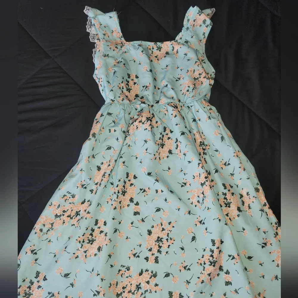 Floral Sleeveless Teal Dress Size 8